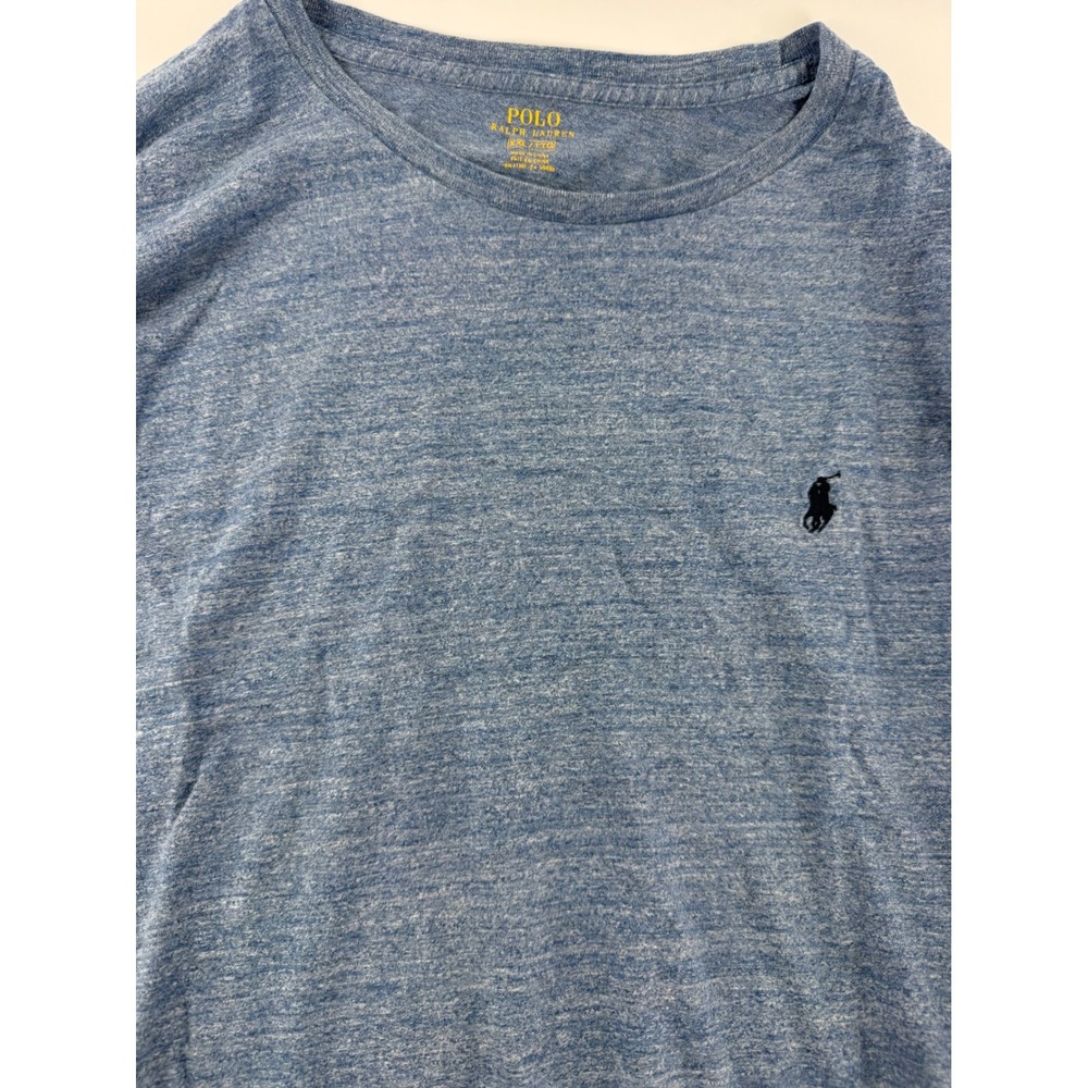 Polo Ralph Lauren Mens XXL Long Sleeve Heather Blue Cotton T-Shirt Pony Logo